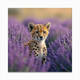 Cheetah On A Bed Of Lavender 1 Canvas Print