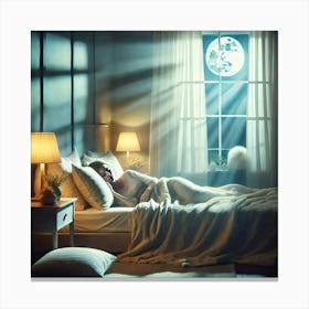 Woman Sleeping In Bed Canvas Print