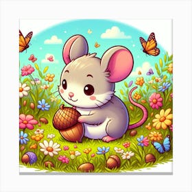 Cute Mouse With Acorn Canvas Print