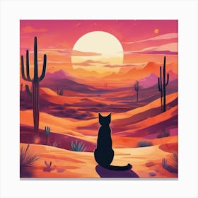 Cat In A Desert (1) Canvas Print