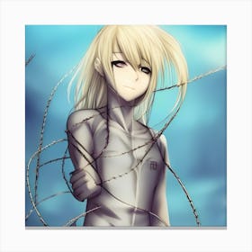 Anime Girl With Barbed Wire Canvas Print