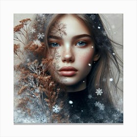 Winter Girl In Snow Canvas Print