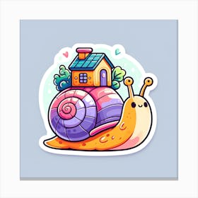 Snail With House Sticker Canvas Print