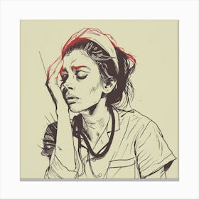 Nurse With A Headache Canvas Print