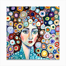 Woman With Circles In Her Hair Canvas Print