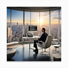 Man Working In His Office Canvas Print