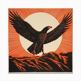 Retro Bird Lithograph Bald Eagle 1 Canvas Print