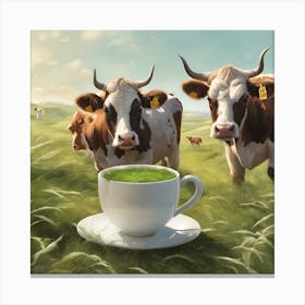Matcha Cows Canvas Print