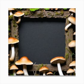 Mushroom Frame With Moss Canvas Print