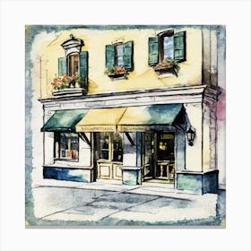 Watercolor Of A Shop Canvas Print