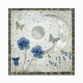 Moon And Flowers 2 Canvas Print