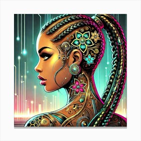 Futuristic Afro Woman Canvas Print