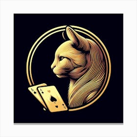 Golden Cat With Playing Cards Canvas Print