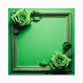 Green Roses In A Frame Canvas Print