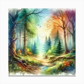 Watercolor Of A Forest 8 Canvas Print