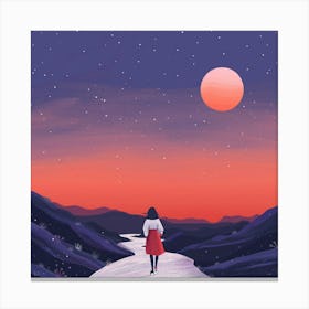 Girl Walking Down A Path Canvas Print