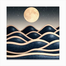 Moon And Waves 54 Canvas Print