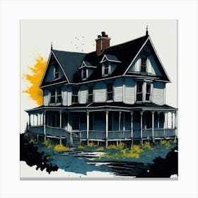 Colored House Ink Painting (141) Canvas Print