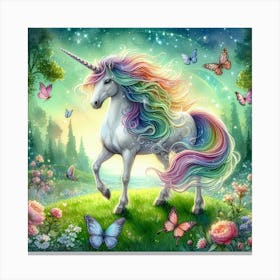 Unicorn In The Meadow Canvas Print