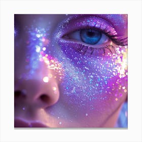Close Up Of A Girl With Glitter Makeup Canvas Print