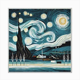 Starry Serenity A Minimalist Van Gogh Inspired Masterpiece Toile