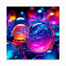 Glow Shapes Neon Bright Color 3d Fluid Bubbles Luminous Vibrant Vivid Radiant Flowing G (22) Canvas Print