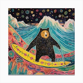 Bear On A Surfboard Canvas Print