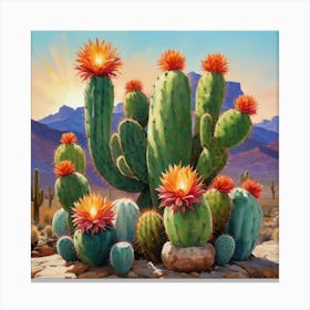 Cactus Painting Maximalist Still Life Woolly Torch Cactus art print 2 Canvas Print