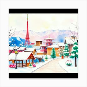 Winter Scene In Japan Canvas Print