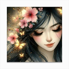 Beautiful Girl With Flowers 7 Canvas Print