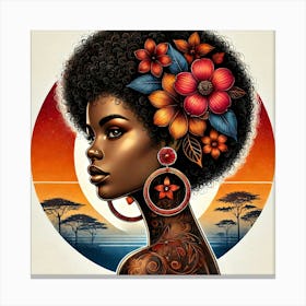 African Woman With Flowers Canvas Print