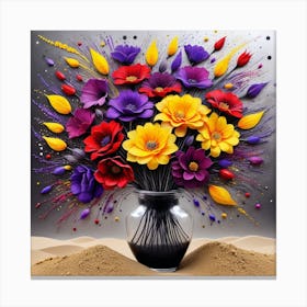 Colorful Flowers In A Vase 5 Canvas Print