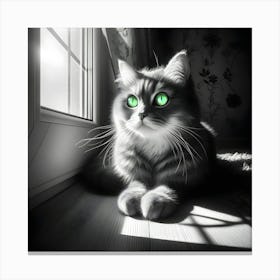 Green Eyes Cat 1 Canvas Print