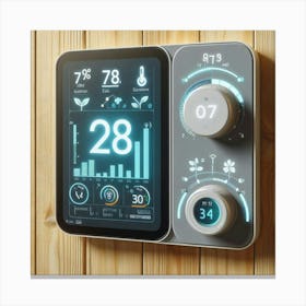 Digital Thermometer On A Wall Canvas Print