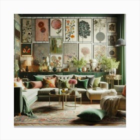 Green Living Room Canvas Print