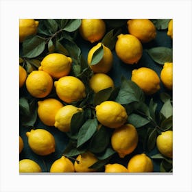 Lemons On Green Background Canvas Print