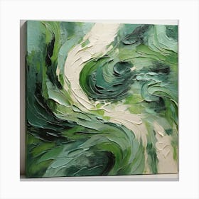 Green waves of palm leaf Canvas Print