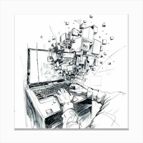 Man Working On A Laptop Canvas Print