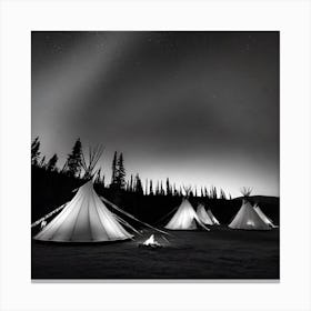 Teepees At Night 11 Canvas Print