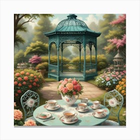 Tea In The Garden 4 Canvas Print