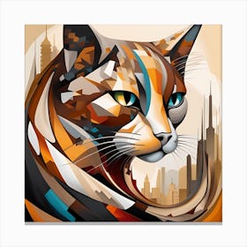 Abstract Cat Painting Canvas Print