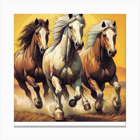 Three Horses Running 1 Canvas Print