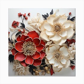 Red And White Flowers Canvas Print