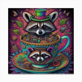Raccoon In A Teacup 1 Canvas Print