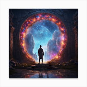 Man At The Fantasy Portal  Canvas Print