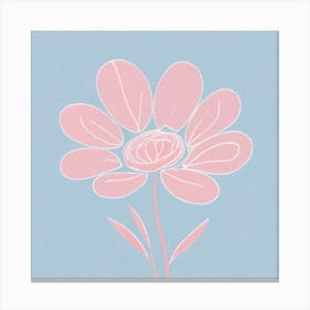 A White And Pink Flower In Minimalist Style Square Composition 345 Canvas Print