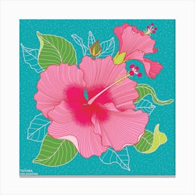Hibiscus Flowers Square Canvas Print