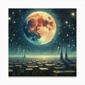 Full Moon Over The City Canvas Print