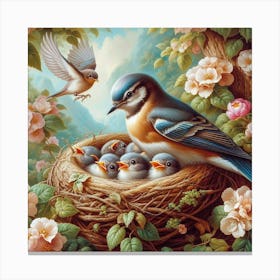 Birds In The Nest Canvas Print