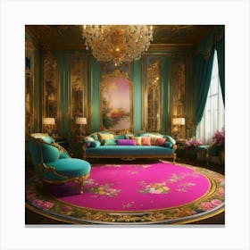 Futuristic Beautiful French Mansion Interior Glamo (26) Canvas Print